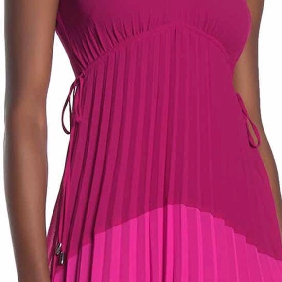Taylor Pleated Asymmetric ColorBlock Chiffon Dress - Picture 10 of 11